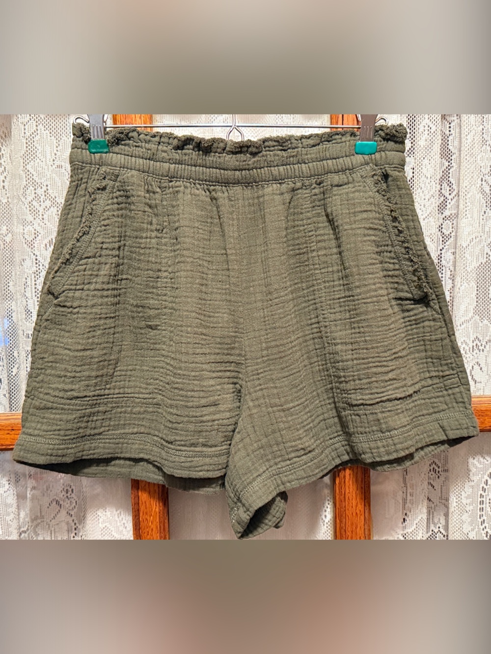 Aerie Olive Green Gauzy High Waisted Short